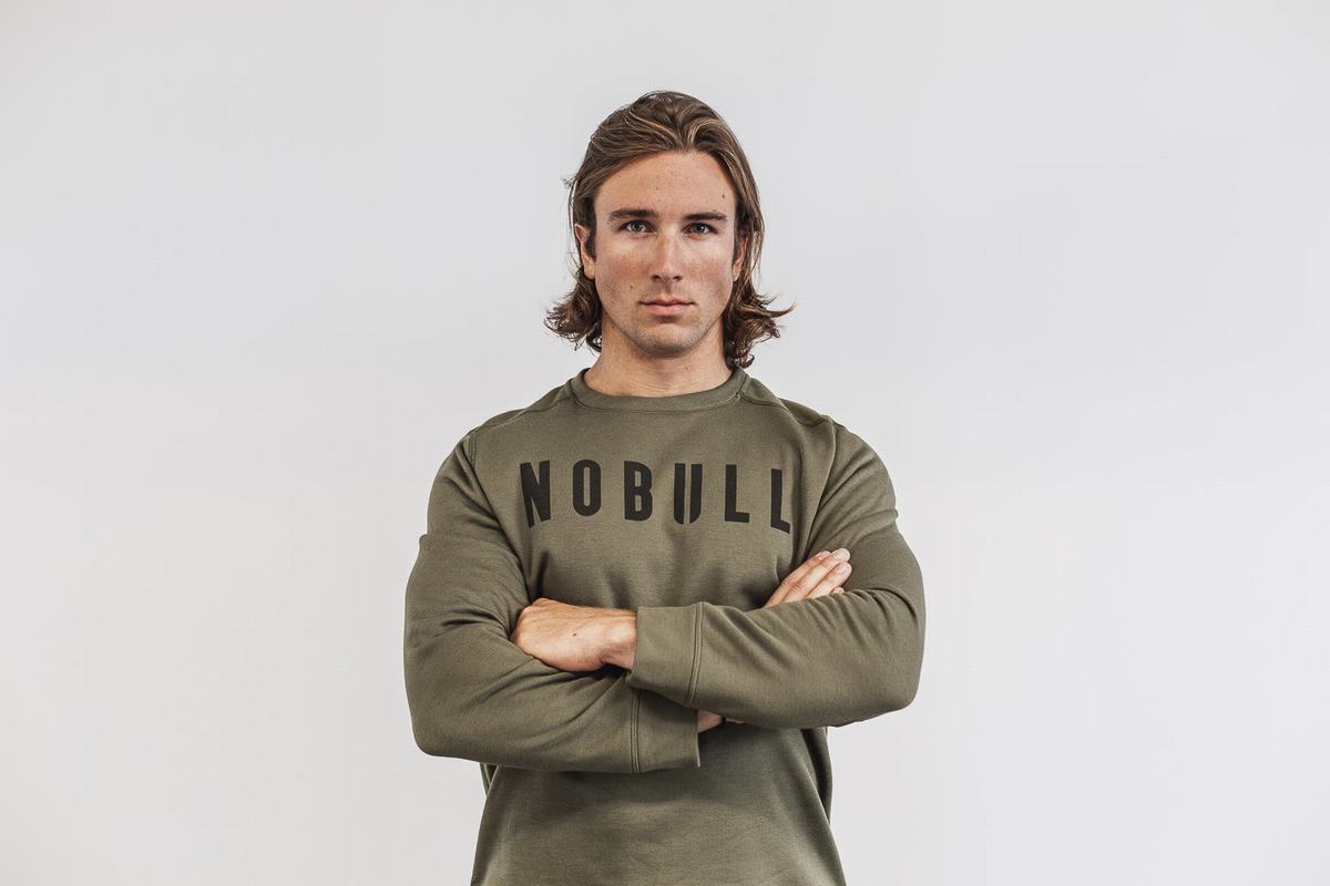 Nobull Crew Men's Sweatshirts Green | Australia (FP1356)